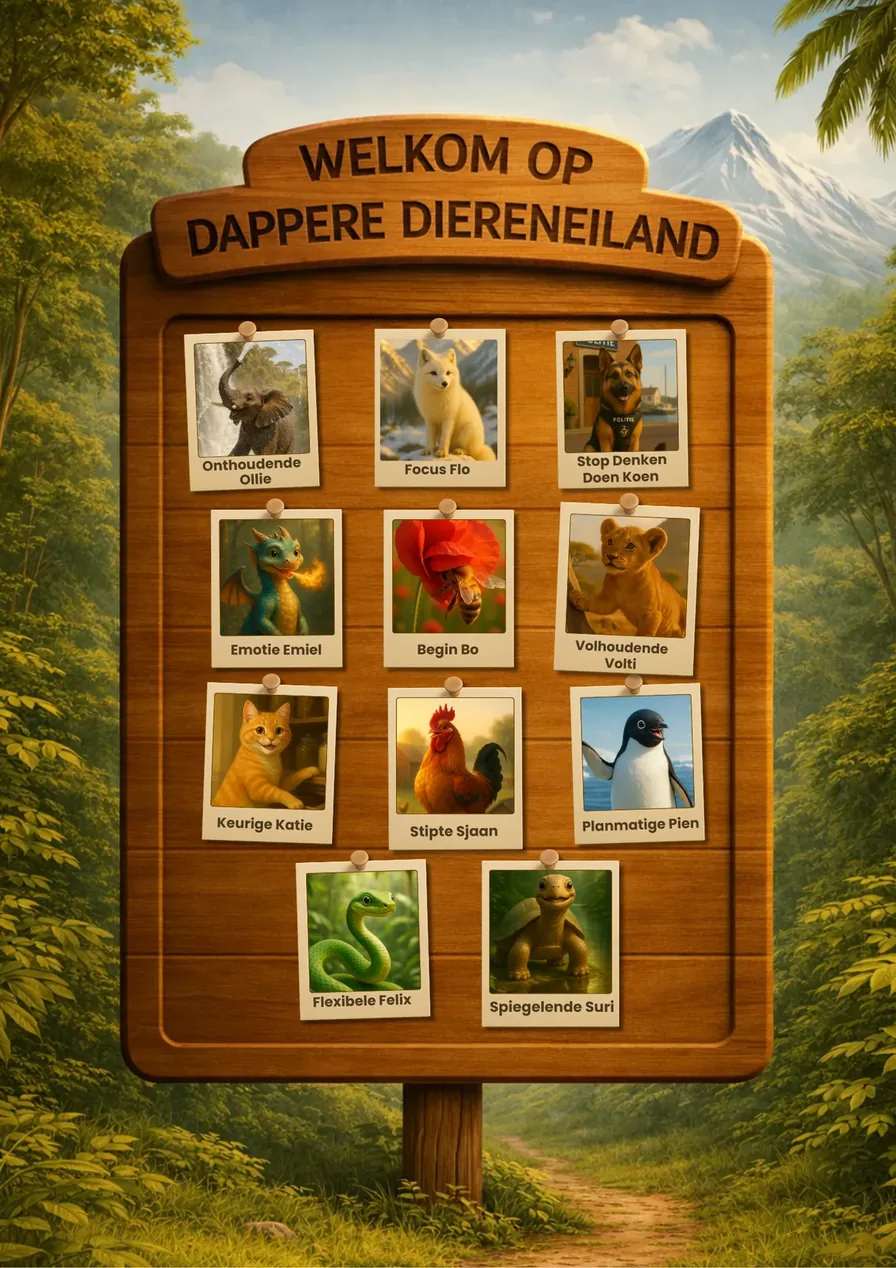 Infobord van het Dappere Diereneiland